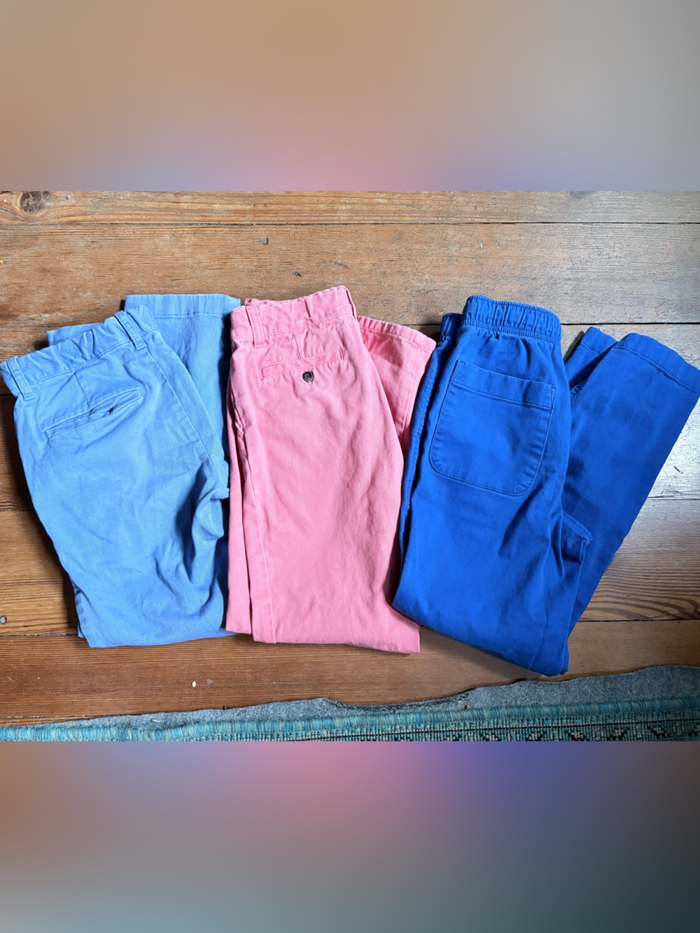 Crewcuts & Janie and Jack Light Blue, Light Red, & Royal Blue Cotton Pants Set
